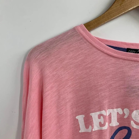 Cozy‎ Zoe Women's Let's Get Cozy Long Sleeve Pink & Blue Pajama Top Size M BWT - Picture 3 of 13